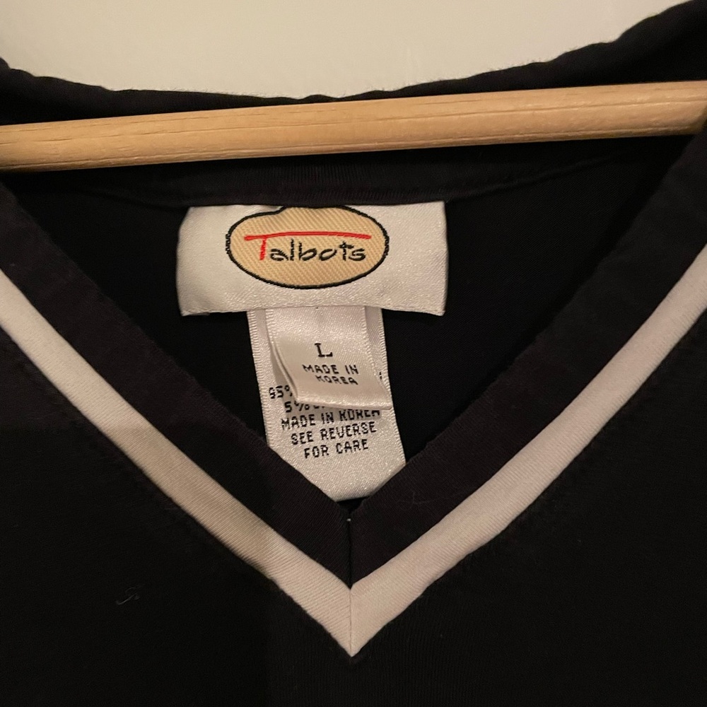talbots, black and white, v-neck, women’s, large, sailor vibe - Picture 3 of 3